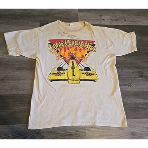 Signed Eddie & Ercie Hill NHRA Racing t-shirt vintage 1992 Ed Pennzoil Autograph